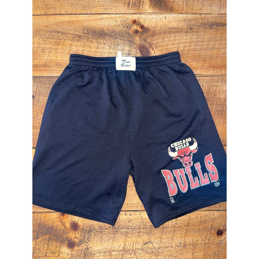 Team Rated Chicago‎ Bulls 1992 Black Vintage Cotton Shorts Logo Elastic Waist